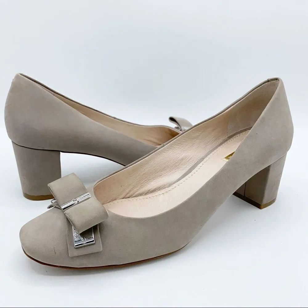 Louise et Cie 'Isolde' Taupe Suede‎ Bow Pump Sz 9.5